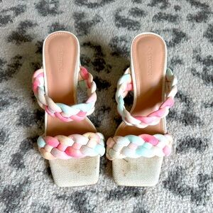 Pink and Blue Braided Sandals